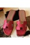 Hermes Oran Sandals In Red Ostrich Leather Replica