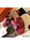 Hermes Oran Sandals In Red Ostrich Leather Replica