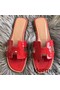 Hermes Oran Sandals In Red Patent Leather Replica