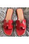 Hermes Oran Sandals In Red Patent Leather Replica