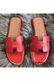 Hermes Oran Sandals In Red Swift Leather Replica
