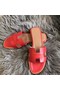 Hermes Oran Sandals In Red Swift Leather Replica