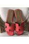 Hermes Oran Sandals In Rose Azalee Epsom Leather Replica