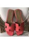Hermes Oran Sandals In Rose Azalee Epsom Leather Replica