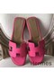 Hermes Oran Sandals In Rose Red Epsom Leather Replica