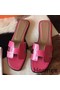 Hermes Oran Sandals In Rose Red Lizard Leather Replica