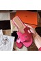 Hermes Oran Sandals In Rose Red Lizard Leather Replica