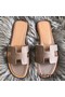 Hermes Oran Sandals In Taupe Swift Leather Replica