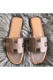 Hermes Oran Sandals In Taupe Swift Leather Replica