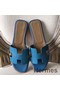 Hermes Oran Sandals In Turquoise Epsom Leather Replica