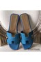 Hermes Oran Sandals In Turquoise Epsom Leather Replica