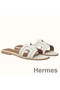 Hermes Oran Sandals In White Leather With Stitched Detail Replica
