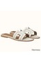 Hermes Oran Sandals In White Leather With Stitched Detail Replica
