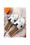 Hermes Oran Sandals In White Leather With Stitched Detail Replica