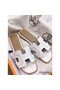 Hermes Oran Sandals In White Leather With Stitched Detail Replica