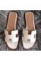 Hermes Oran Sandals In White Ostrich Leather Replica