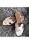 Hermes Oran Sandals In White Ostrich Leather Replica