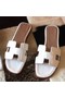 Hermes Oran Sandals In White Shiny Niloticus Crocodile Replica