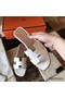 Hermes Oran Sandals In White Shiny Niloticus Crocodile Replica
