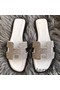 Hermes Oran Sandals In White Suede With Crystal Replica