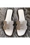 Hermes Oran Sandals In White Suede With Crystal Replica