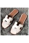 Hermes Oran Sandals In White Swift Leather Replica