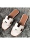 Hermes Oran Sandals In White Swift Leather Replica
