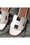 Hermes Oran Sandals In White Swift Leather Replica