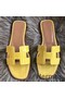 Hermes Oran Sandals In Yellow Shiny Niloticus Crocodile Replica
