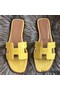 Hermes Oran Sandals In Yellow Shiny Niloticus Crocodile Replica
