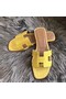 Hermes Oran Sandals In Yellow Shiny Niloticus Crocodile Replica