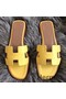Hermes Oran Sandals In Yellow Swift Leather Replica