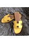 Hermes Oran Sandals In Yellow Swift Leather Replica