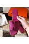 Hermes Oran Slide Sandals In Anemone Epsom Calfskin Replica