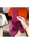 Hermes Oran Slide Sandals In Anemone Epsom Calfskin Replica