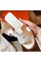 Hermes Oran Slide Sandals In Beton Epsom Calfskin Replica