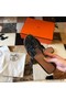 Hermes Oran Slide Sandals In Black Shiny Niloticus Crocodile Skin Replica