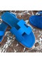 Hermes Oran Slide Sandals In Blue Hydra Epsom Calfskin Replica