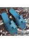 Hermes Oran Slide Sandals In Blue du Nord Epsom Calfskin Replica
