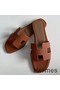 Hermes Oran Slide Sandals In Gold Clemence Leather Replica