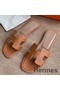 Hermes Oran Slide Sandals In Gold Epsom Calfskin Replica