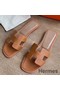 Hermes Oran Slide Sandals In Gold Epsom Calfskin Replica