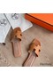 Hermes Oran Slide Sandals In Gold Epsom Calfskin Replica