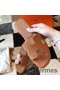 Hermes Oran Slide Sandals In Gold Epsom Perforated Calfskin Replica