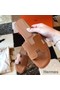 Hermes Oran Slide Sandals In Gold Epsom Perforated Calfskin Replica