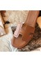 Hermes Oran Slide Sandals In Gold Epsom Perforated Calfskin Replica