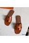 Hermes Oran Slide Sandals In Gold Swift Calfskin Replica