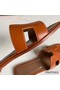 Hermes Oran Slide Sandals In Gold Swift Calfskin Replica