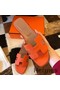 Hermes Oran Slide Sandals In Orange Clemence Leather Replica