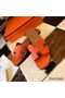 Hermes Oran Slide Sandals In Orange Clemence Leather Replica